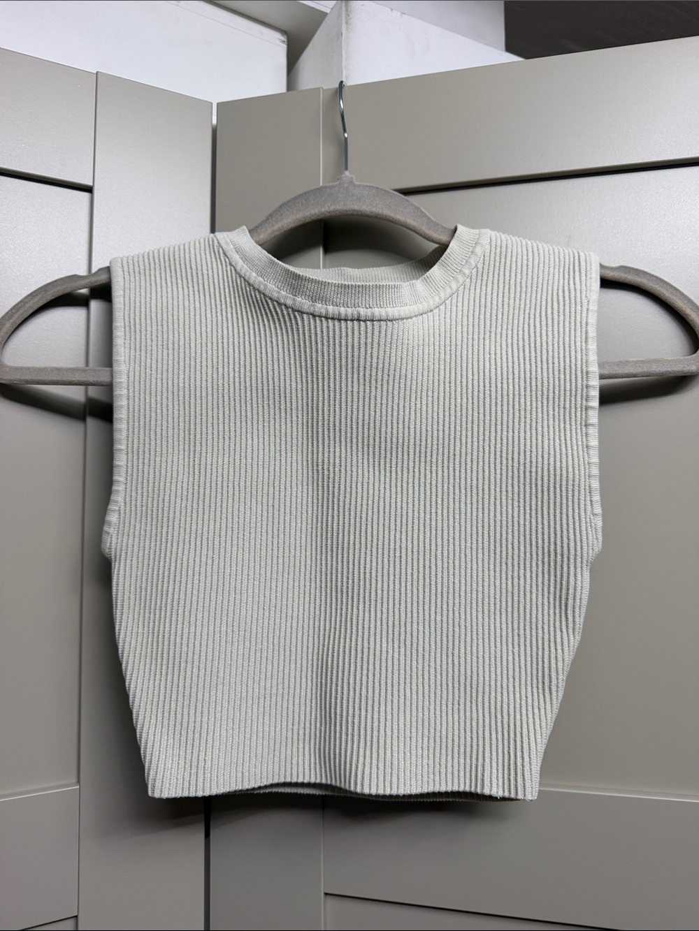 Aritzia Sleeveless Ribbed Crop Top - Light Cream